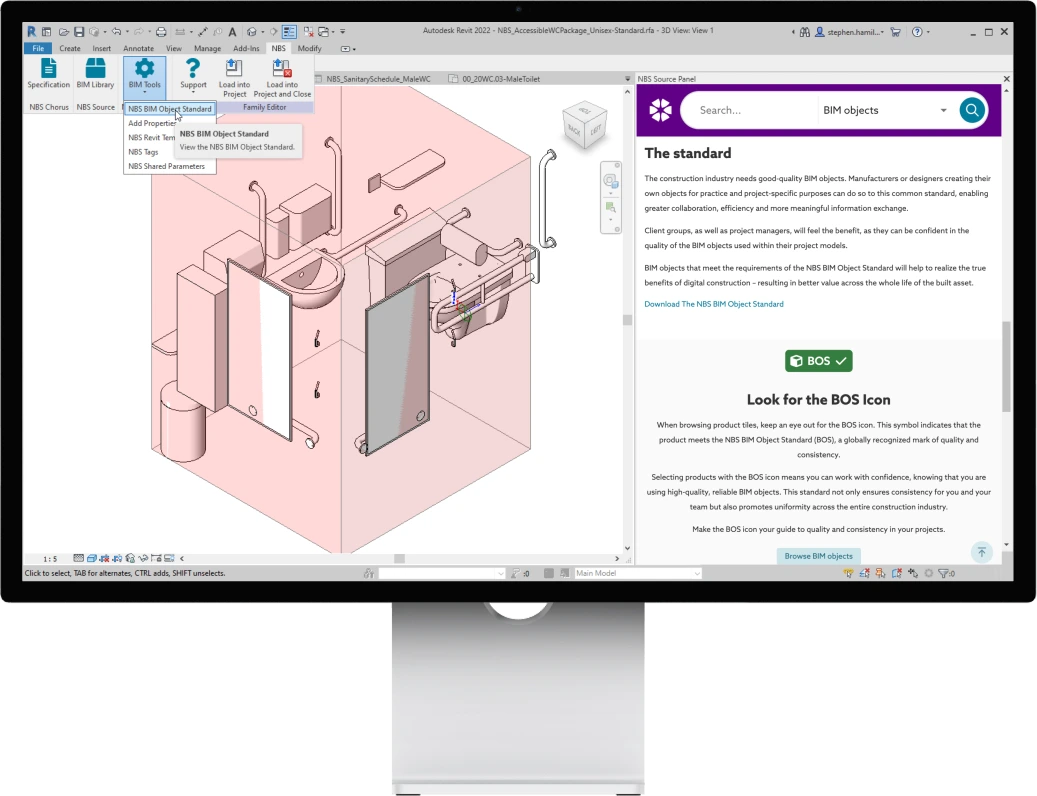 Preview of viewing BIM Object Standard information inside Revit