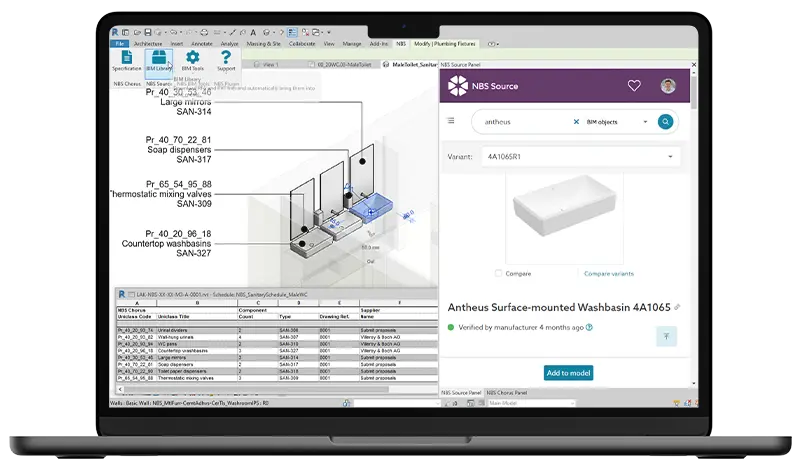 Preview of the NBS Plug-in interacting with Revit