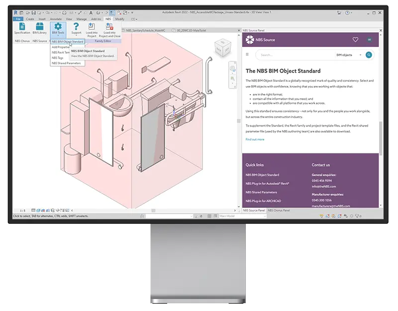 Preview of viewing BIM Object Standard information inside Revit