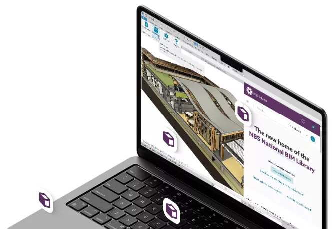 The new home of the NBS National BIM Library on a laptop screen